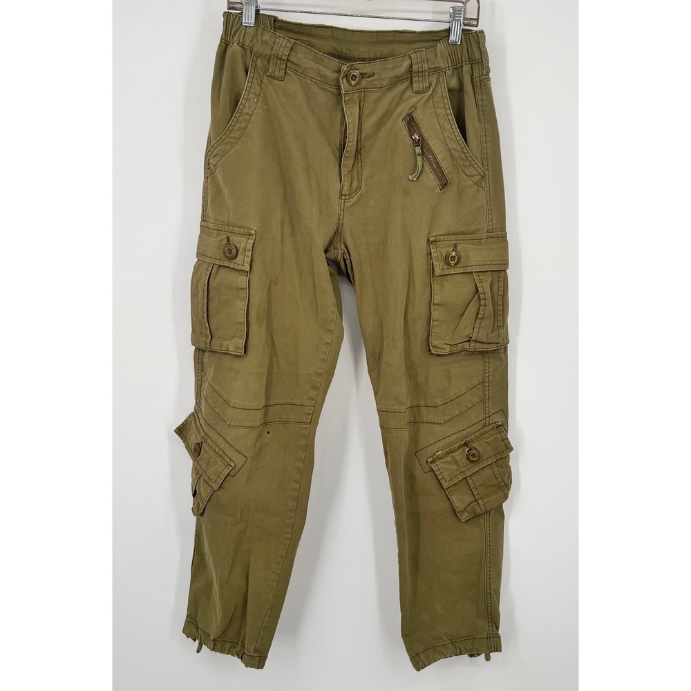 Olive Green Multi Pocket Cargo Utility Pants Womens Size 6 Cotton Blend